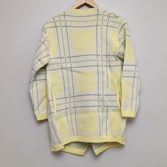 Talbots size M long sleeve bright yellows with gray accents blazer, pockets - Picture 2 of 10